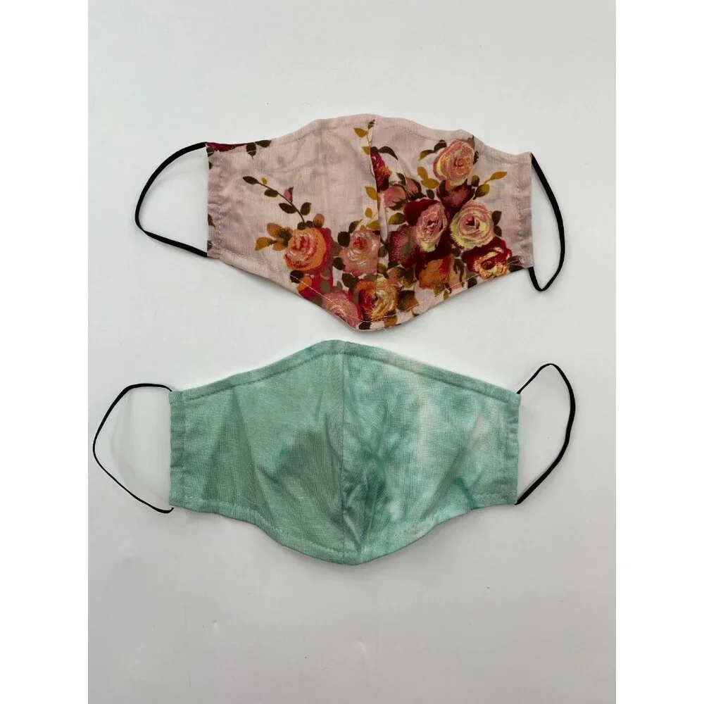 Serengetee Face Masks Facial Covering Fabric Elastic Strap Reusable 2-Pack Women